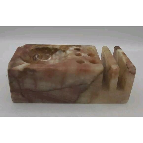 Onyx‎ Stone Ashtray Pen Cigarette Letter Holder Desk Piece - Picture 1 of 7